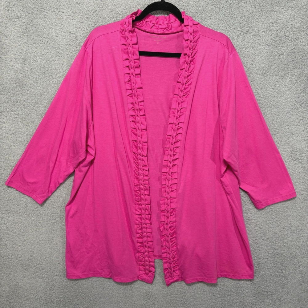 Coldwater Creek 3X Cardigan Open Front 3/4 Sleeve Raspberry Pink Plus Size